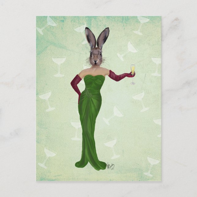 Rabbit Green Dress 3 Postcard (Front)
