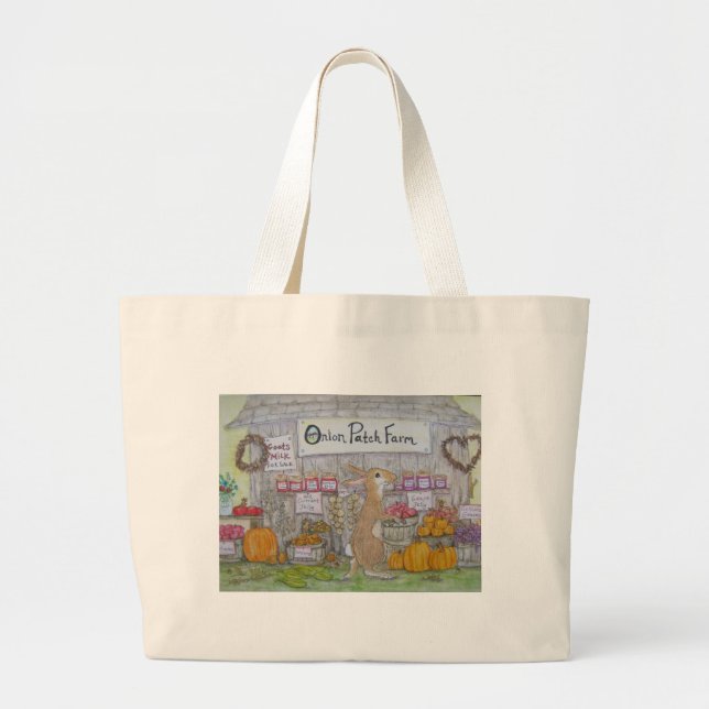 Rabbit grocery tote. large tote bag (Front)