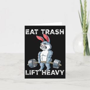 Rabbit Gym Weight Training Eat Trash Lift Heavy Card