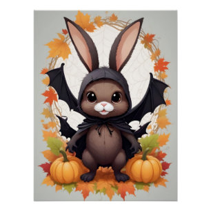Rabbit Halloween Cute Adorable Funny Animal Magic Poster