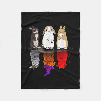 Rabbit Halloween Reflect Rabbit Halloween Mirror B Fleece Blanket