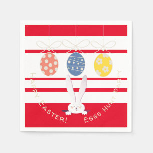 Rabbit Happy Easter Eggs Hunt Spring Party Modern Napkin