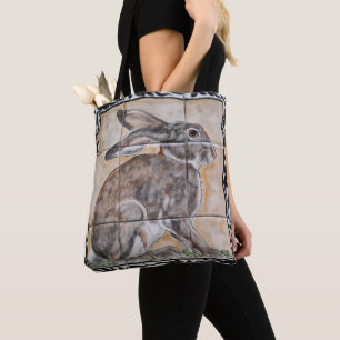 Rabbit Hare Jackrabbit Tile Look Tote Bag