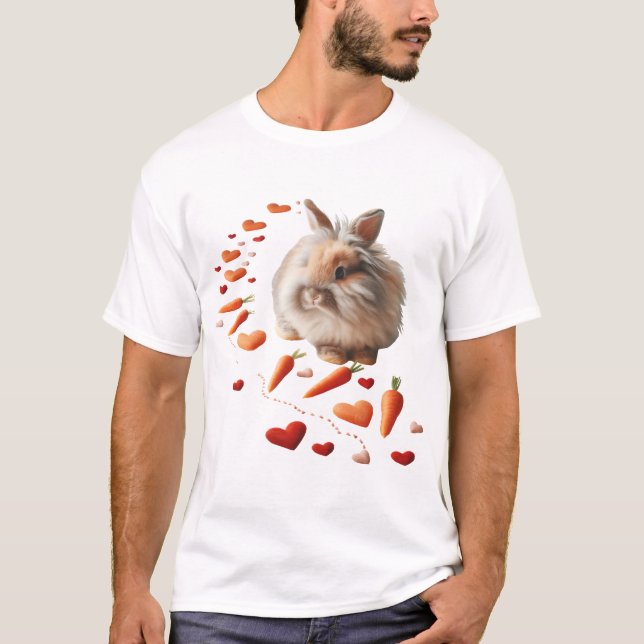 Rabbit Heart Carrots Valentine's Day Bunny Trail T-Shirt (Front)