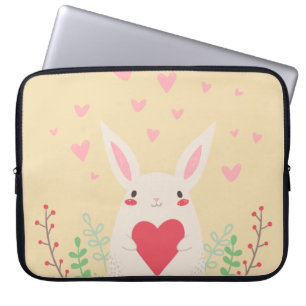 Rabbit heart cute valentine laptop sleeve