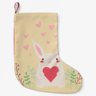 Rabbit heart cute valentine small christmas stocking