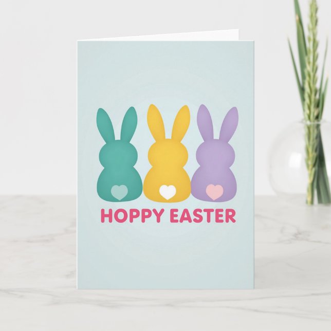 Rabbit Heart Pattern Easter Card (Front)