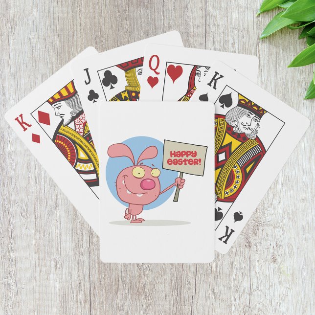 Rabbit Holding A Happy Easter Sign Playing Cards (Creator Uploaded)