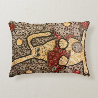 Rabbit holding fish fabric collage decorative cushion