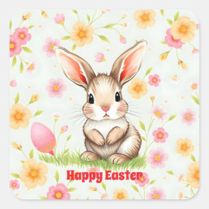 Rabbit Holiday Easter Modern Collection Square Sticker