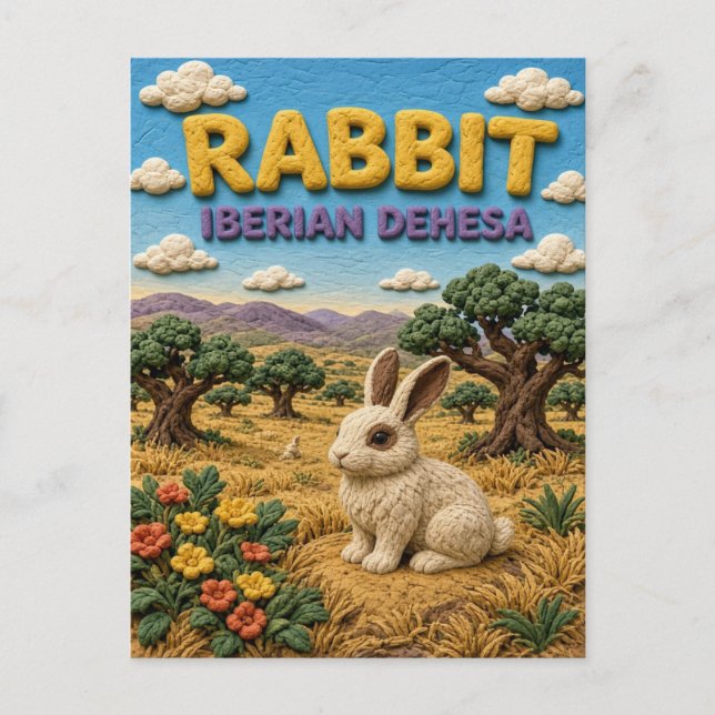 Rabbit Iberian Dehesa Modern KlayKoo Postcard (Front)