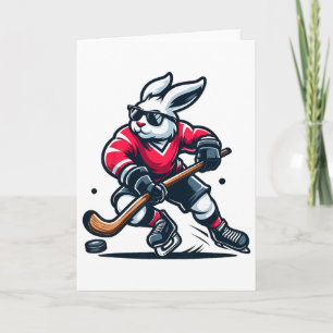 Rabbit Ice Hockey Bunny Easter Day  Card