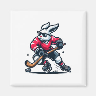 Rabbit Ice Hockey Bunny Easter Day Magnet