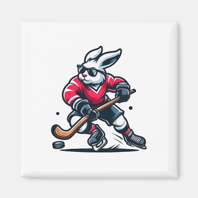 Rabbit Ice Hockey Bunny Easter Day  Magnet (Front)