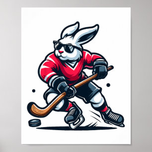 Rabbit Ice Hockey Bunny Easter Day  Poster