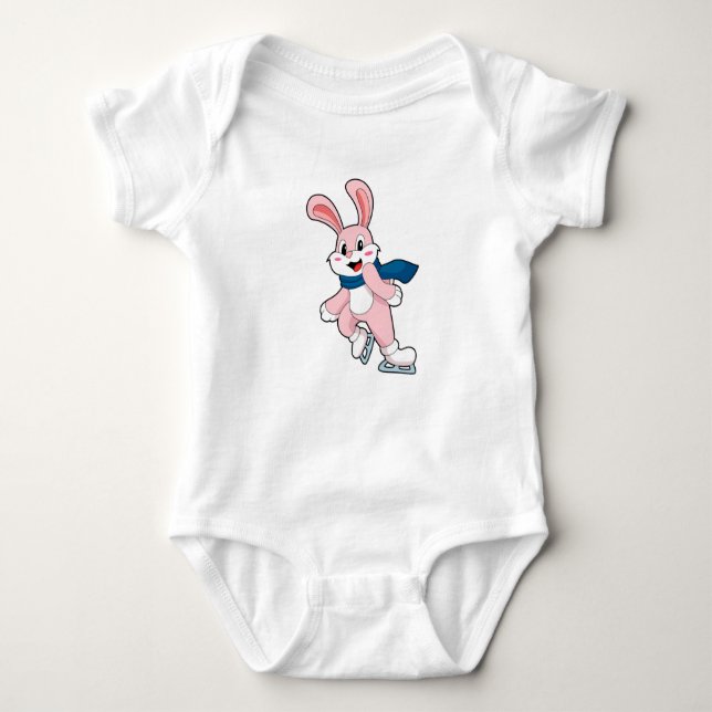 Rabbit Ice skating Ice skates Baby Bodysuit (Front)