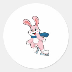 Rabbit Ice skating Ice skates Classic Round Sticker