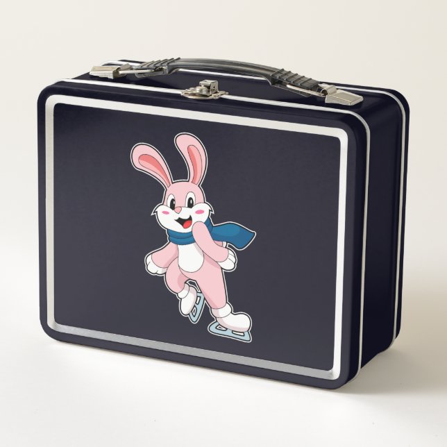 Rabbit Ice skating Ice skates Metal Lunch Box (Front)