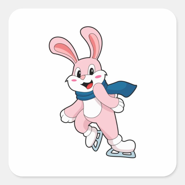 Rabbit Ice skating Ice skates Square Sticker (Front)