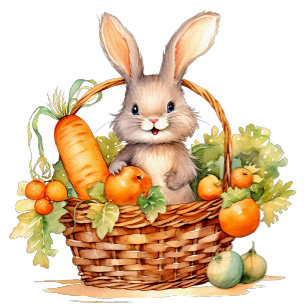 Rabbit in a basket of vegetables