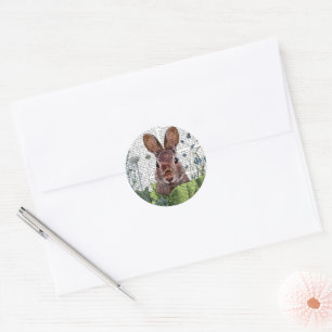 Rabbit in a Cabbage Patch Classic Round Sticker