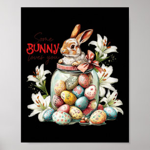 Rabbit In A Gl Jar - Colourful Vintage Easter  Poster