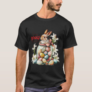 Rabbit In A Gl Jar - Colourful Vintage Easter T-Shirt
