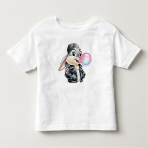 Rabbit in a Leather Jacket with Chewing Gum by Na Toddler T-Shirt