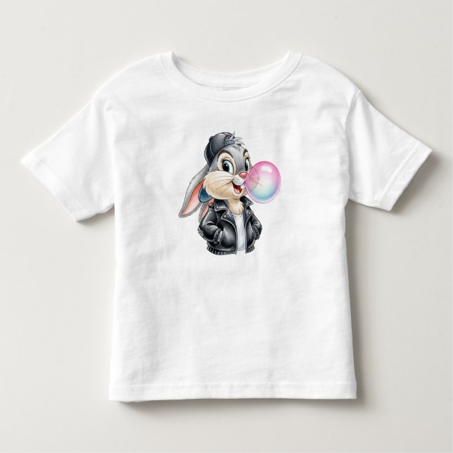  Rabbit in a Leather Jacket with Chewing Gum by Na Toddler T-Shirt (Front)