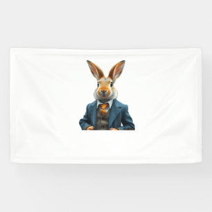 Rabbit In A Suit - Vintage Easter Bunny Portrait W Banner