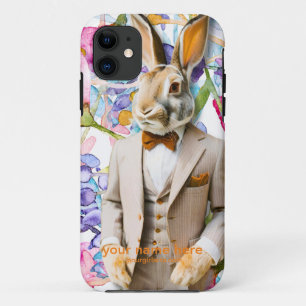 RABBIT IN A VINTAGE SUIT  iPhone 11 CASE