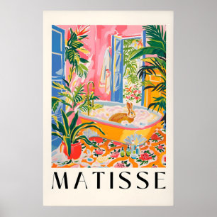 Rabbit in Bathtub Art Print Matisse Bathroom Wall