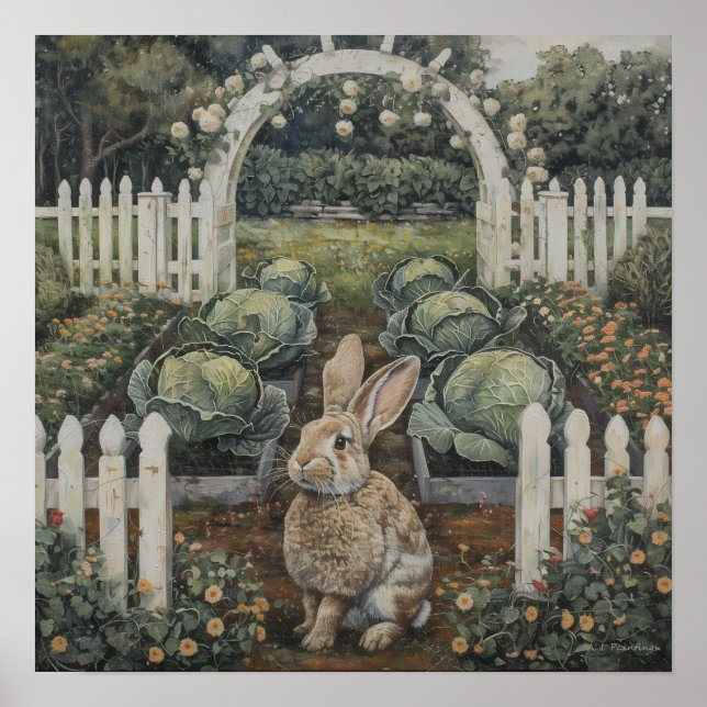 Rabbit In Cabbage Patch Easter Themed Poster (Front)