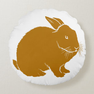 Rabbit in dark orange round cushion