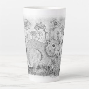 Rabbit in Flowers Latte Mug