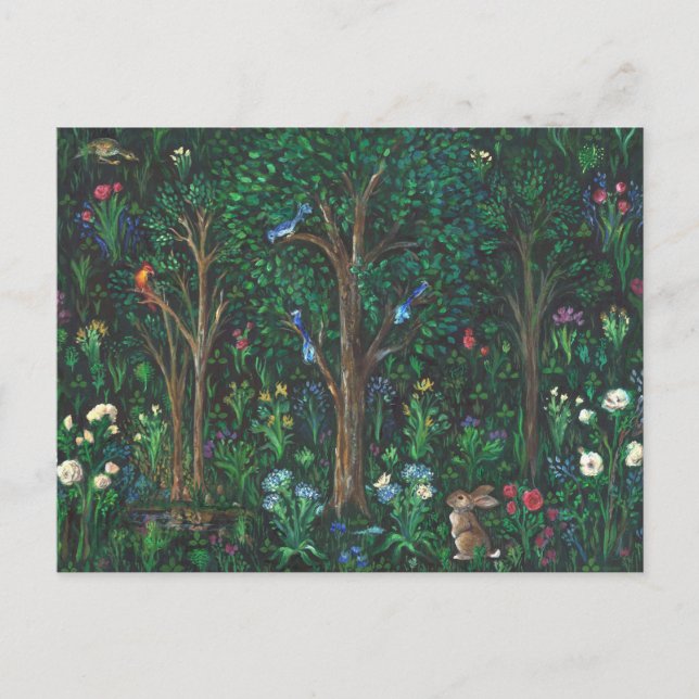 "Rabbit in Forest." (Full Painting) Postcard (Front)