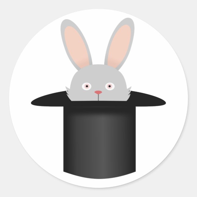 Rabbit in hat classic round sticker (Front)