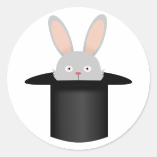 Rabbit in hat classic round sticker