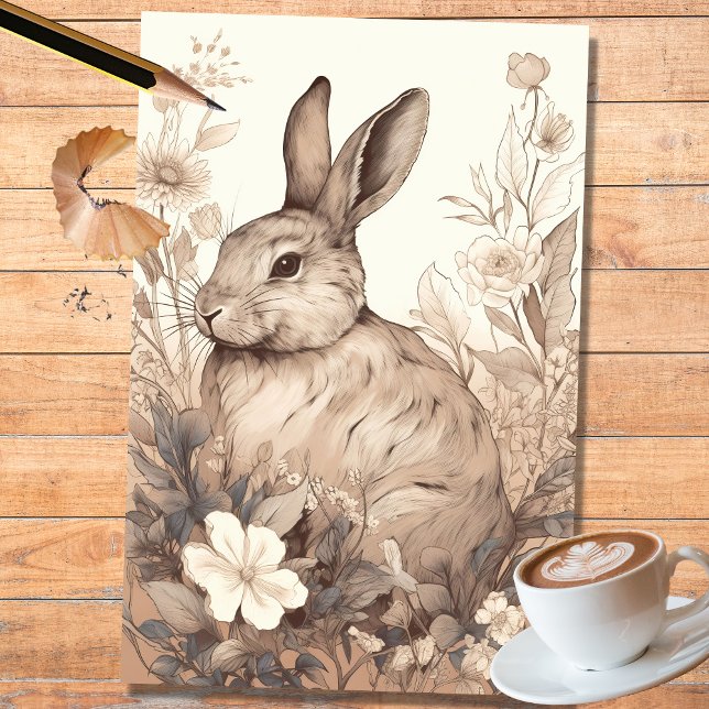 Rabbit in Line Art 4 Decoupage Paper (Creator Uploaded)