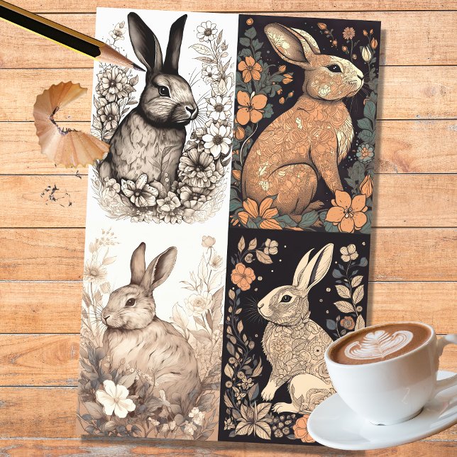 Rabbit in Line Art Collage 1 Decoupage Paper (Creator Uploaded)