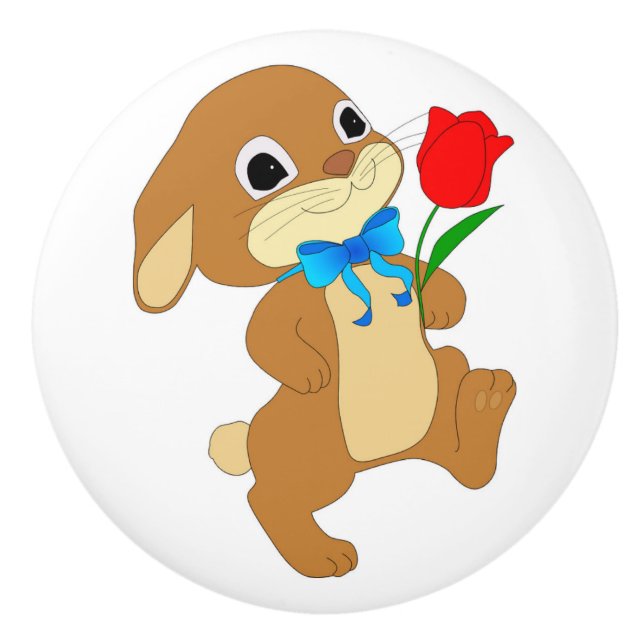 RABBIT IN LOVE CERAMIC KNOB (Front)