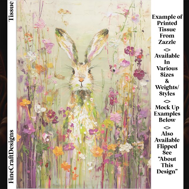 Rabbit in Meadow of Wildflowers EE3R Decoupage Tissue Paper (Creator Uploaded)