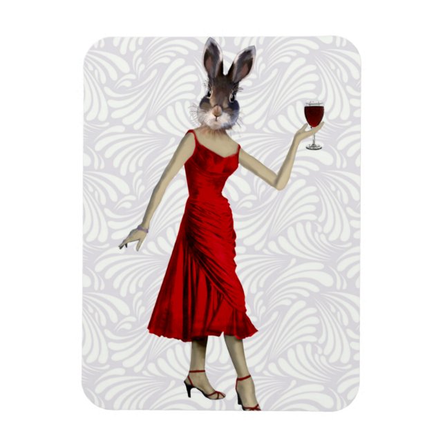 Rabbit in Red Dress 2 Magnet (Vertical)