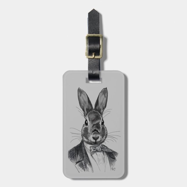Rabbit In Suit Portrait Luggage Tag (Front Vertical)