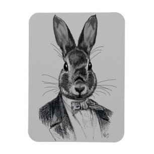Rabbit In Suit Portrait Magnet