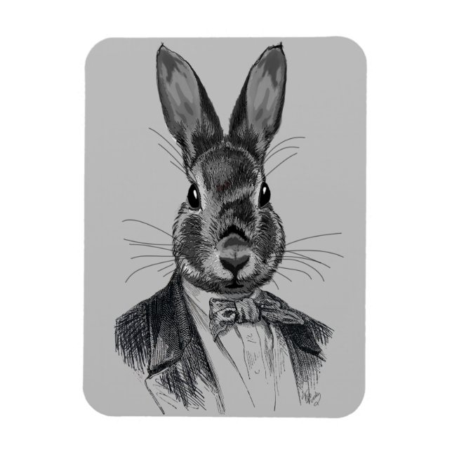 Rabbit In Suit Portrait Magnet (Vertical)
