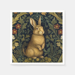 Rabbit in the forest art nouveau style napkin
