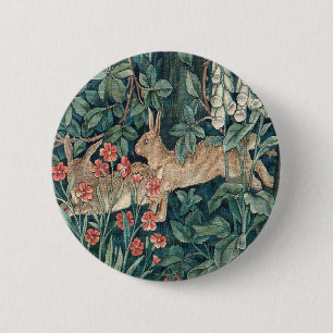 Rabbit In The Forest - William Morris 6 Cm Round Badge