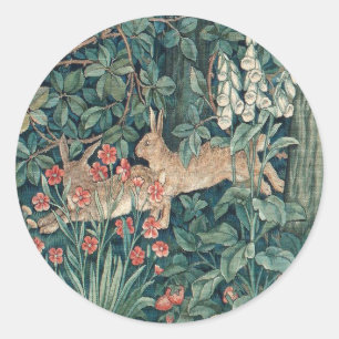 Rabbit In The Forest - William Morris Classic Round Sticker