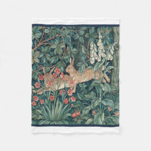 Rabbit In The Forest - William Morris Fleece Blanket